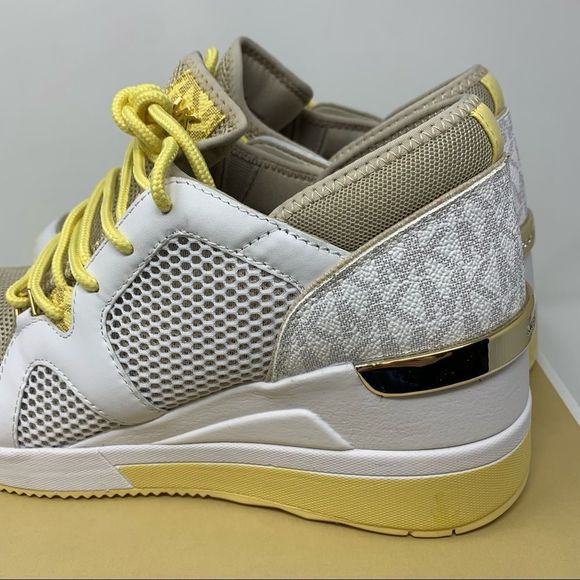 Michael Kors White and Gold Women's Sneakers - Picture 6 of 12